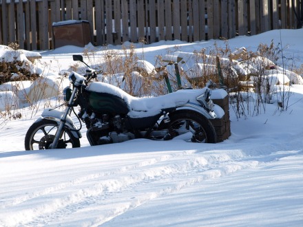 Motorcycle in the Snow