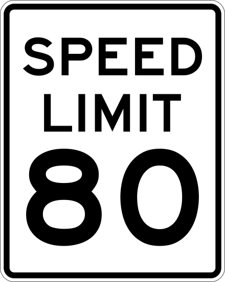 Speed Limit 80 MPH sign