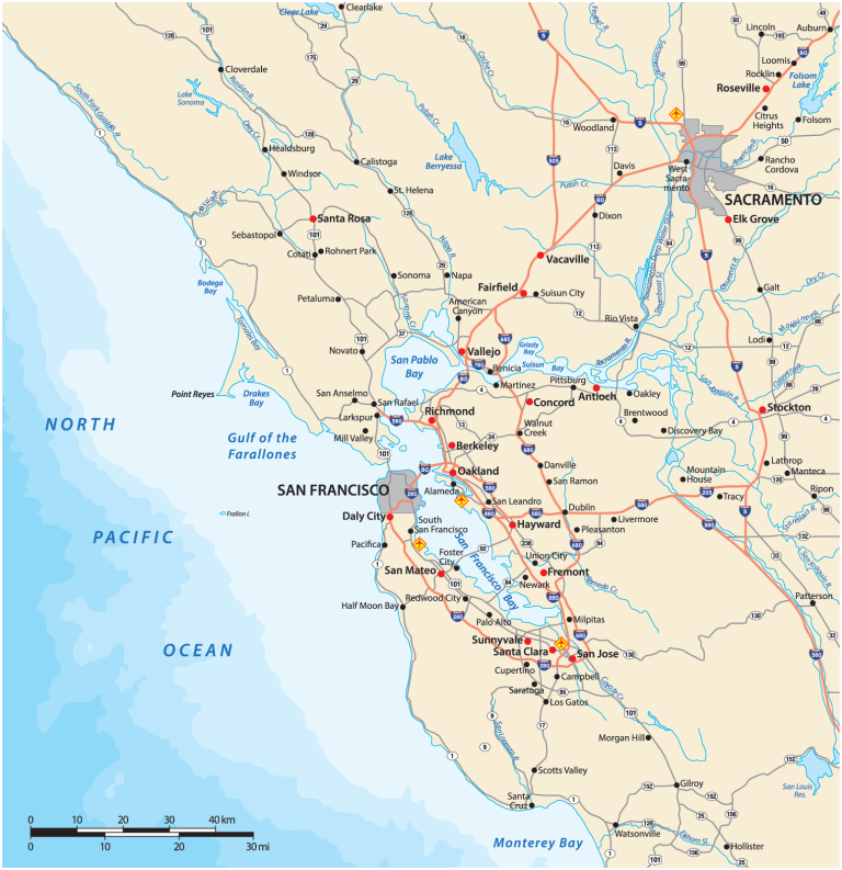 San Fransico Bay Area Interstate Map