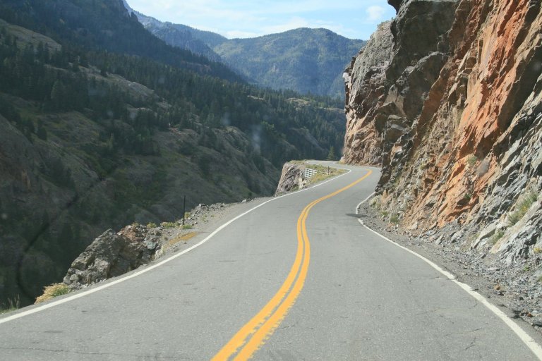 Dangerous mountain road with no side rails