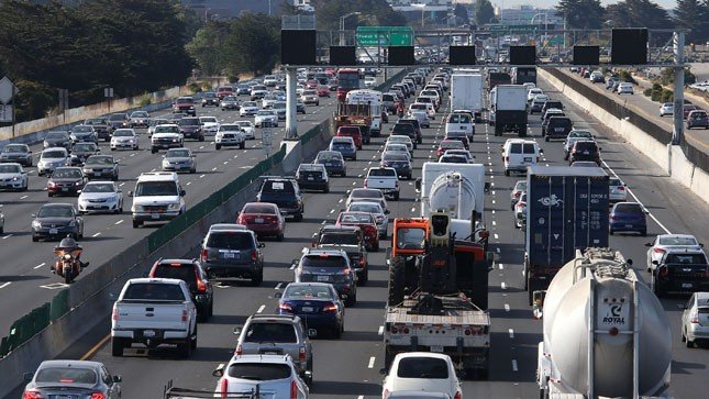 Lots of traffic on the highway.