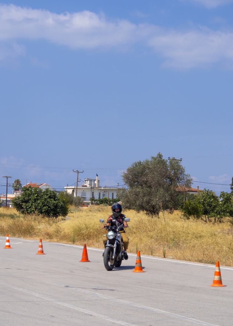 Going through the cones without putting your feet down. 