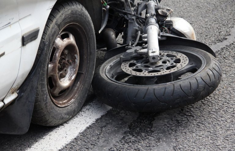 Car hit motorcycle