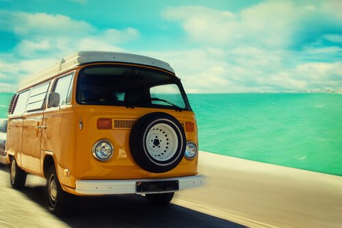 VW Bus on a road trip