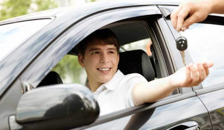 Teen driver getting keys