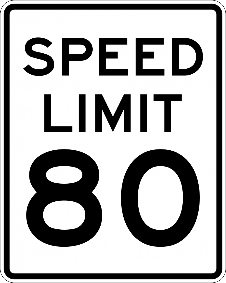Speed Limit 80 MPH sign