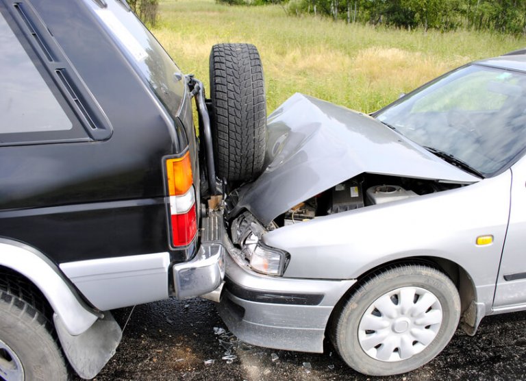 Fender bender, small sedan rear ends SUV